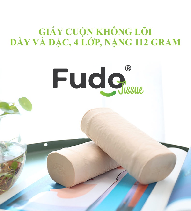 Khăn giấy tre Fudo - Combo 30 Cuộn Giấy Vệ Sinh Không Lõi (1 thùng): 100% bột tre, không tạo mùi, không tẩy trắng, siêu mềm, siêu mịn, siêu dai