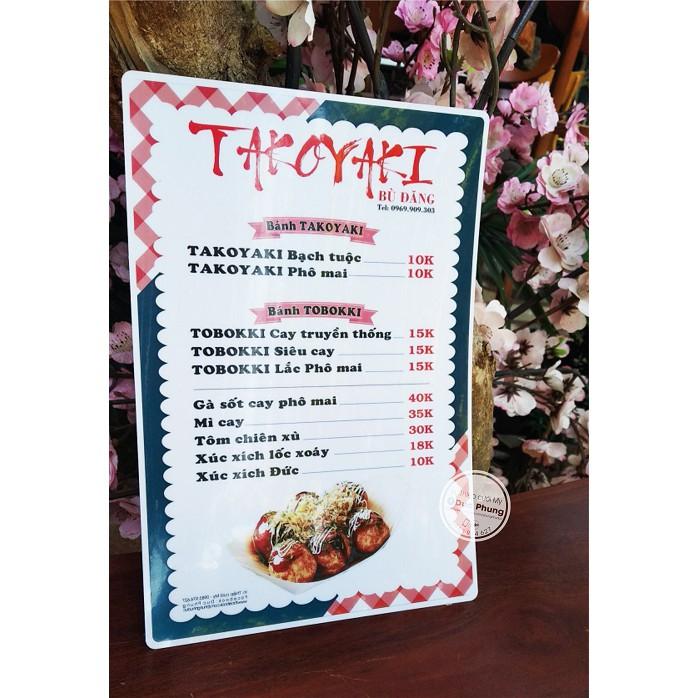 Combo 5 menu nhựa (Giá đã bao gồm phí thiết kế)