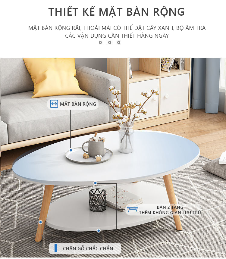 Bàn trà, bàn cafe hình trứng 2 tầng GP56