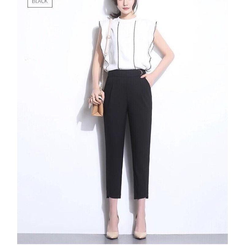 Quần baggy phối khuyên chữ D khóa sườn