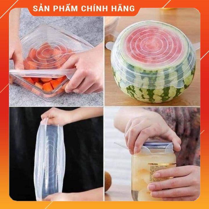 Bộ 6 nắp đậy silicon bọc thức ăn tiện lợi dễ vệ sinh