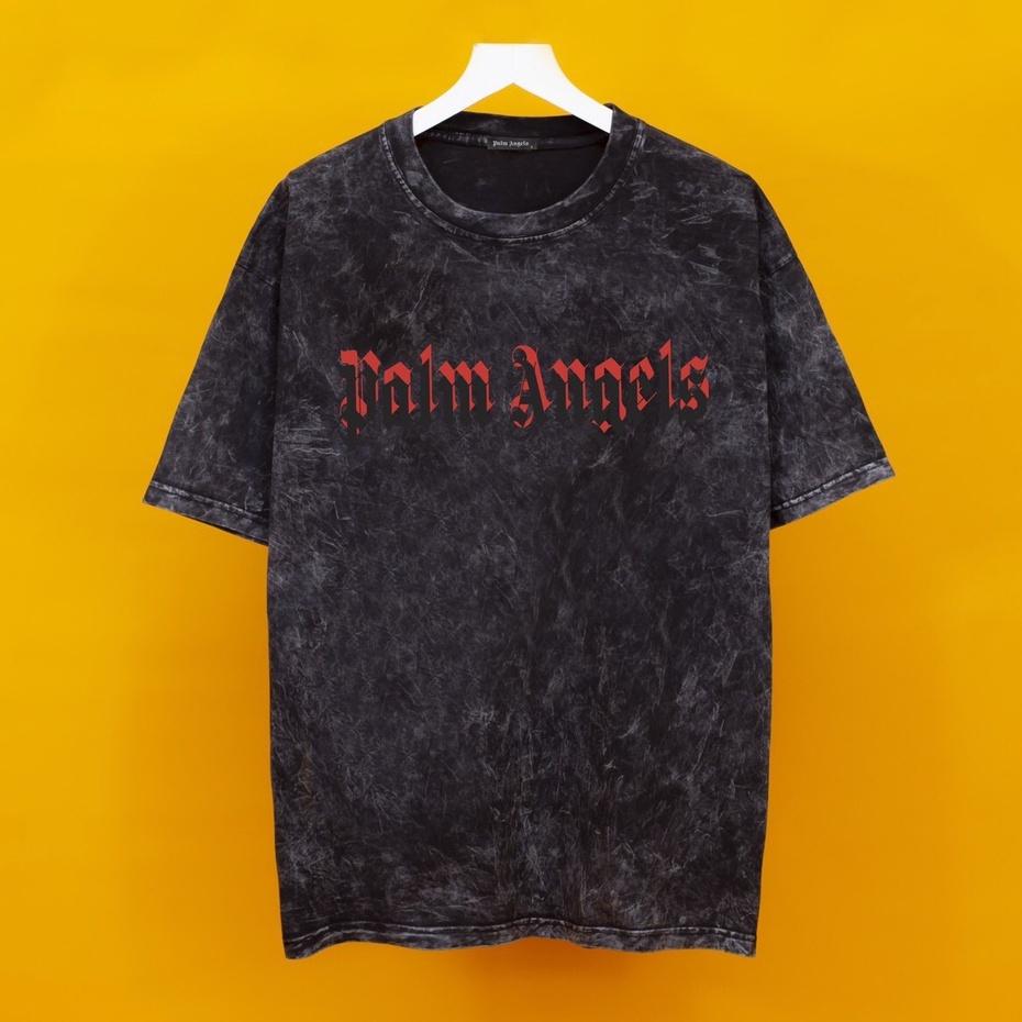 Áo thun loang đen plamangels tay lỡ nam nữ chất liệu cotton 100% cao cấp phối dáng unisex