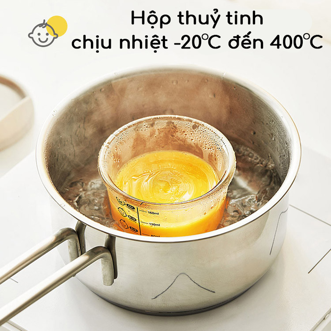 Hộp đựng thức ăn cho bé Lock&amp;Lock có vạch chia 230ml x 3 hộp LLG508S3 - Tặng Kèm Ống Hút Inox Và Cọ Rửa Ống Hút