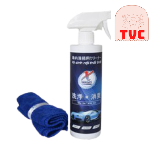 Chai xịt tẩy rửa nội thất xe hơi ô tô XWASH 500ml ,làm sạch nội thất an toàn không hóa chất, tặng kèm khăn lông cừu