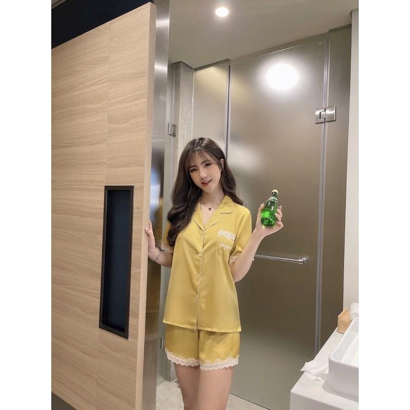 BỘ ĐỒ PYJAMA LỤA ĐÙI 3 MÀU HOẠ TIẾT TRƠN PHA REN