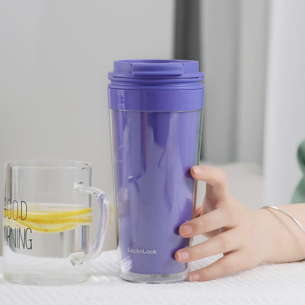 Ly nhựa 2 lớp LocknLock Bucket Cold Cup 580ml HAP519BLU - Màu blue