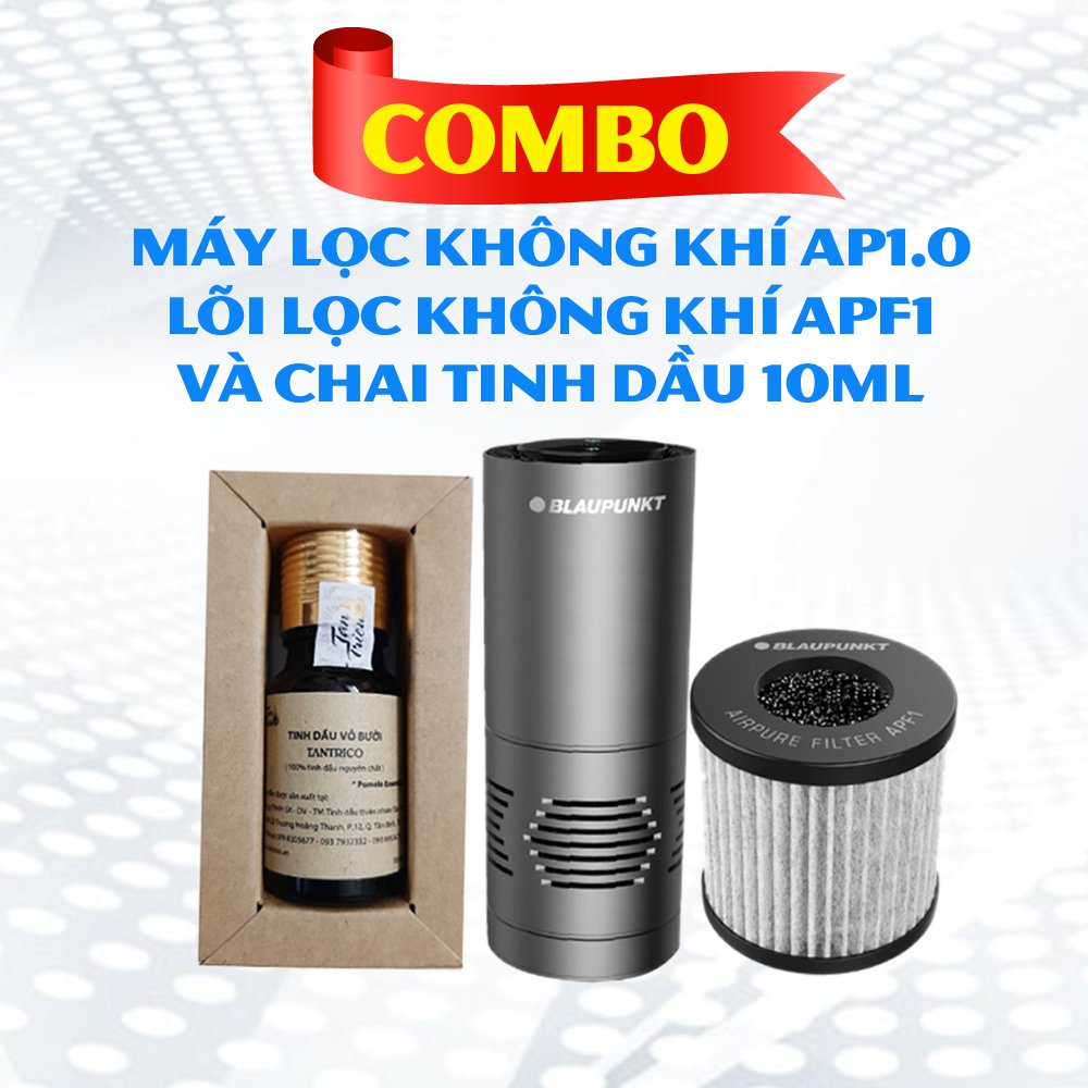 Combo 3 Sản Phẩm Máy Lọc Không Khí AP 1.0, Lõi Lọc Thay Thế Blaupunkt Và Chai Tinh Dầu Tân Triều 10 Ml