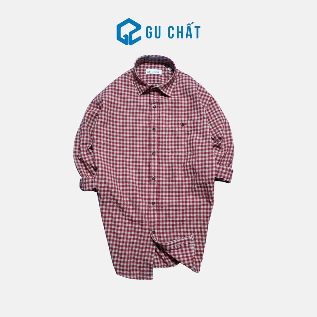 Áo Sơ Mi Dài Tay Caro GU CHẤT, Vải Cotton Siêu Thoáng Thời Trang Nam Cao Cấp GUSM15C