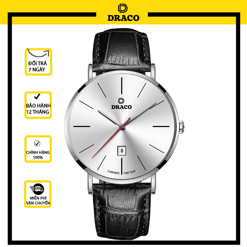 Đồng Hồ Nam Sang Trọng DRACO D21-ST02 “Classic Boy” Trắng Da Đen