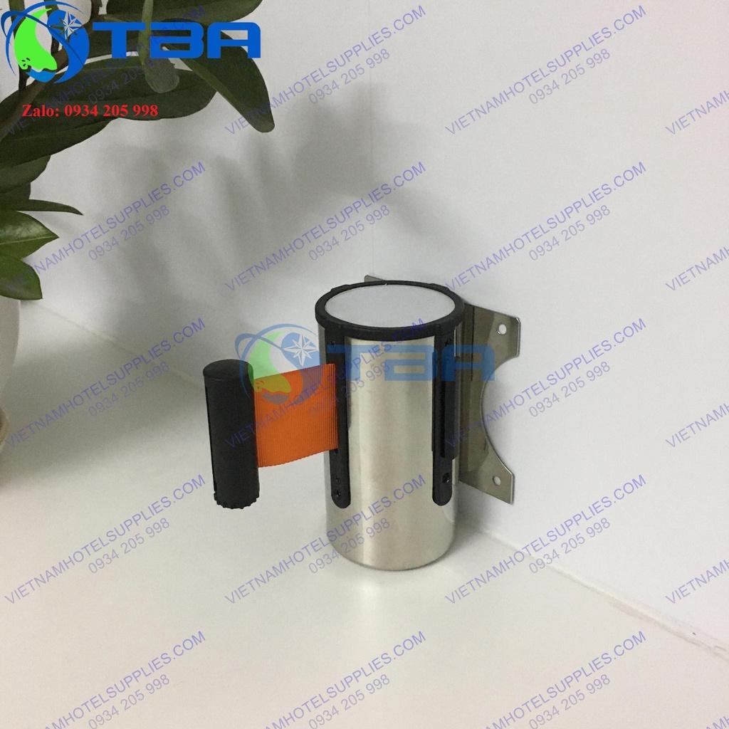 Trụ chắn 5m inox gắn tường nhập khẩu cao cấp với dây căng màu cam