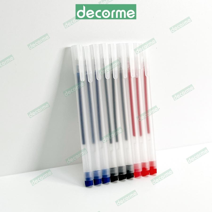 Bút gel DecorMe bút gel đen resun bút bi nước đen xanh đỏ mực khô nhanh ngòi 0,5mm combo 20-100 chiếc