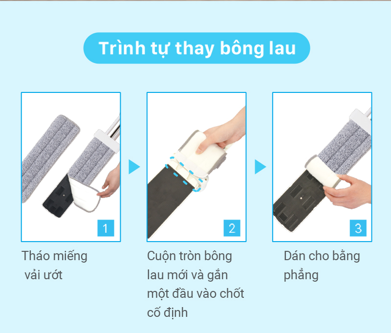 Bông Lau Thay Thế MyJae Đài Loan Sợi Fiber Cho Cây Lau Nhà Tự Vắt Kháng Khuẩn Và Cây Lau Nhà Phun Sương 33.5cm x 10.5cm