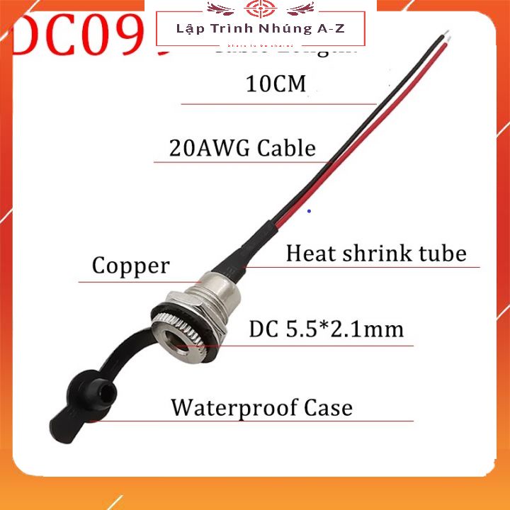 [Lập Trình Nhúng A-Z][151] Jack nguồn cái DC kim loại DC099 5.5 * 2.1mm Có Dây Nối
