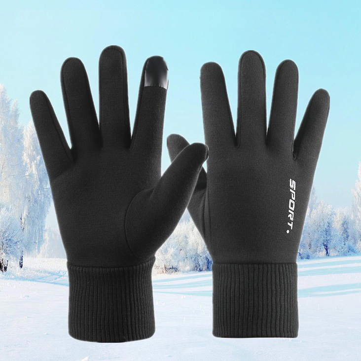 Găng tay nam mùa đông cảm ứng lót nỉ lông cực ấm lòng bàn tay chống trượt cao cấp GTN89