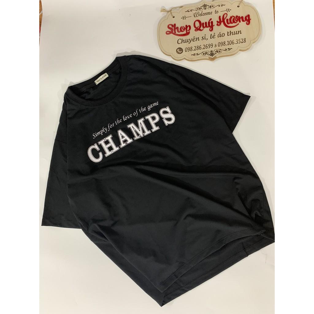 Áo thun tay lỡ unisex form rộng CHAMPS, áo phông nam nữ oversize 2 màu đen trắng co giãn 4 chiều ATL86 - Beshine Store