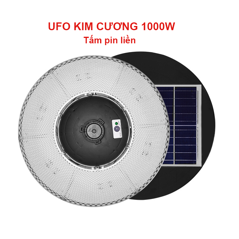 Đèn năng lượng mặt trời UFO kim cương 1000W,Vỏ nhựa ABS,Tấm pin liền,Cảm biến chuyển động, Ánh sáng trắng- 1000WUFO