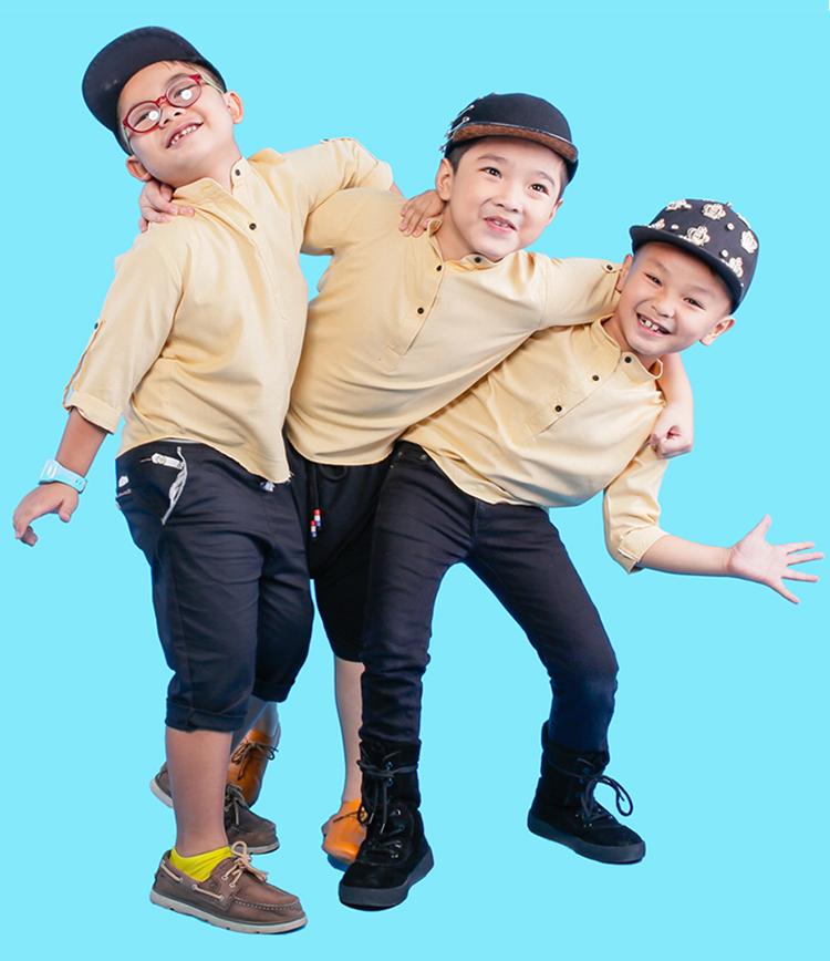 Sơ Mi Bé Trai Vàng Linen Cổ Trụ UGETHER UKID122