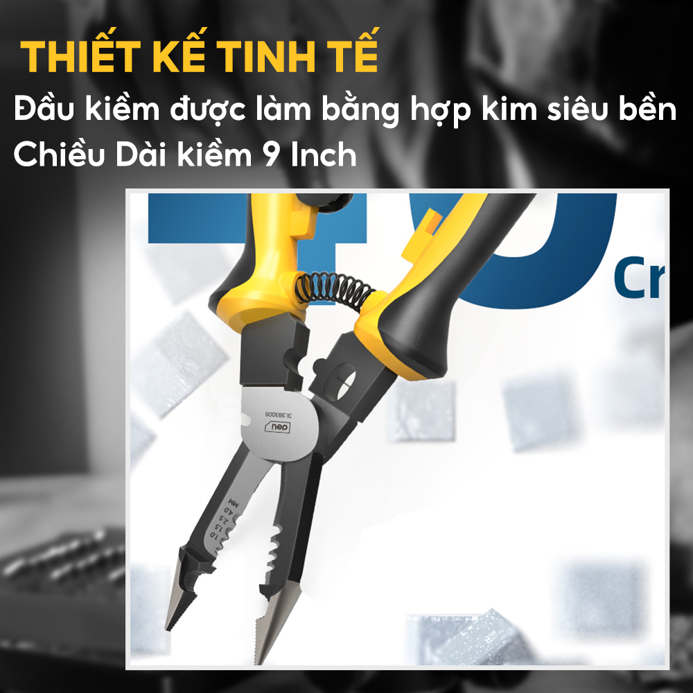 Kiềm tuốt dây điện 9 Inch thép Cr-v Deli DL383009