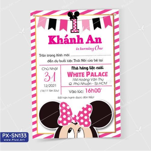 Thiệp thôi nôi – sinh nhật Pluxi bé Gái tuổi Chuột PX_SN133