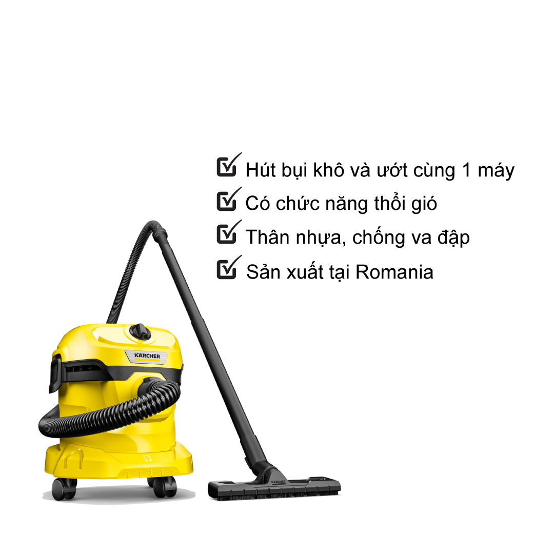 Máy hút bụi khô và ướt Karcher WD 2 Plus V (new 2022) - Hàng chính hãng