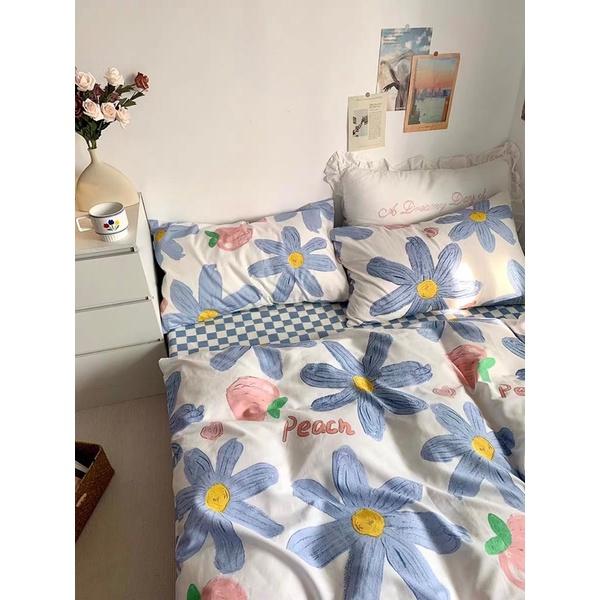 Set Chăn Ga Gối Cotton 100%côtton Hàng Nhập Khẩu Cao Cấp 4 Món Nhẹ Nhàng