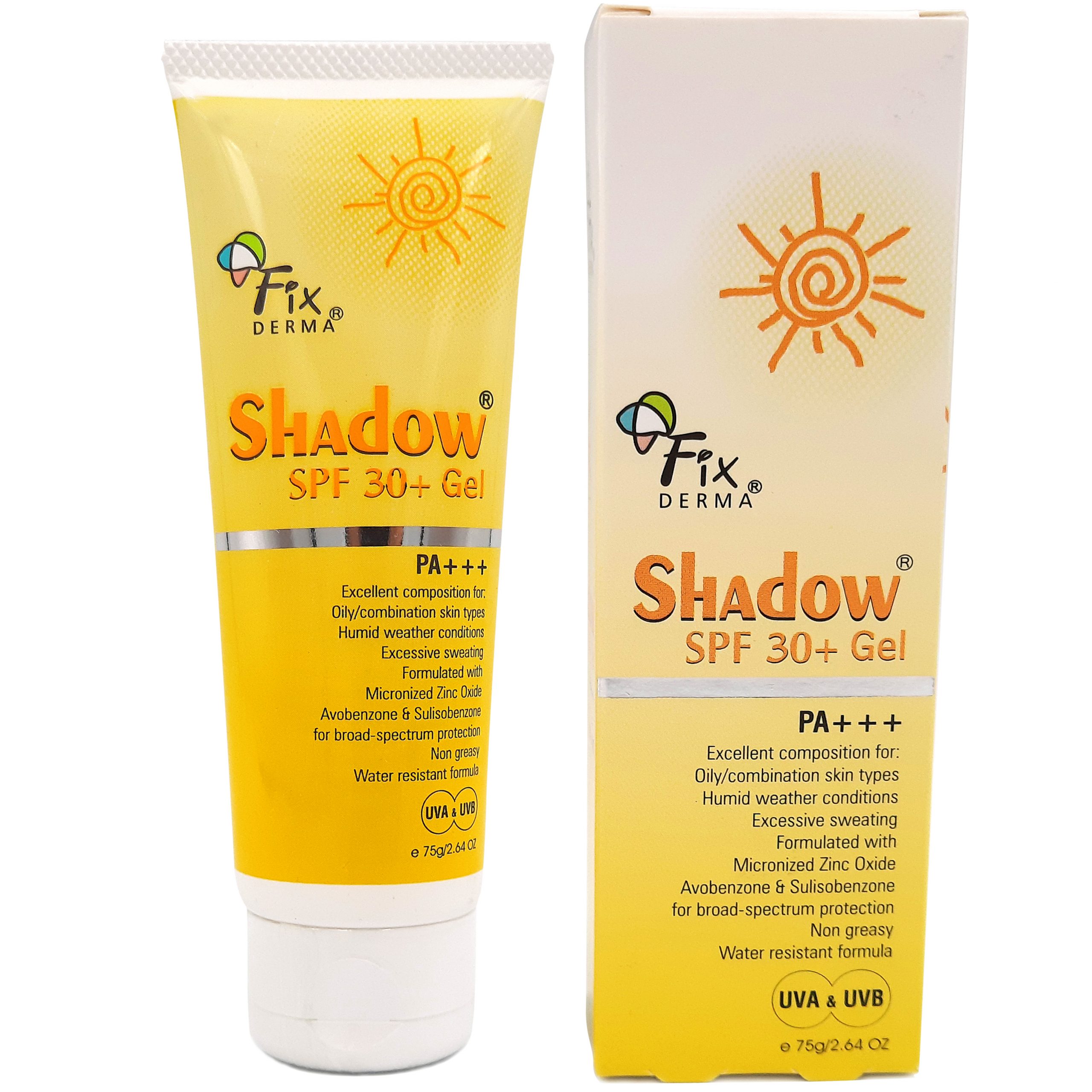 Kem Chống Nắng Fixderma Shadow 30 - 50+ 75g Dạng Gel &amp; Cream Mỏng Nhẹ, Thấm Nhanh, An Toàn, Dùng Được Cho Mọi Loại Da