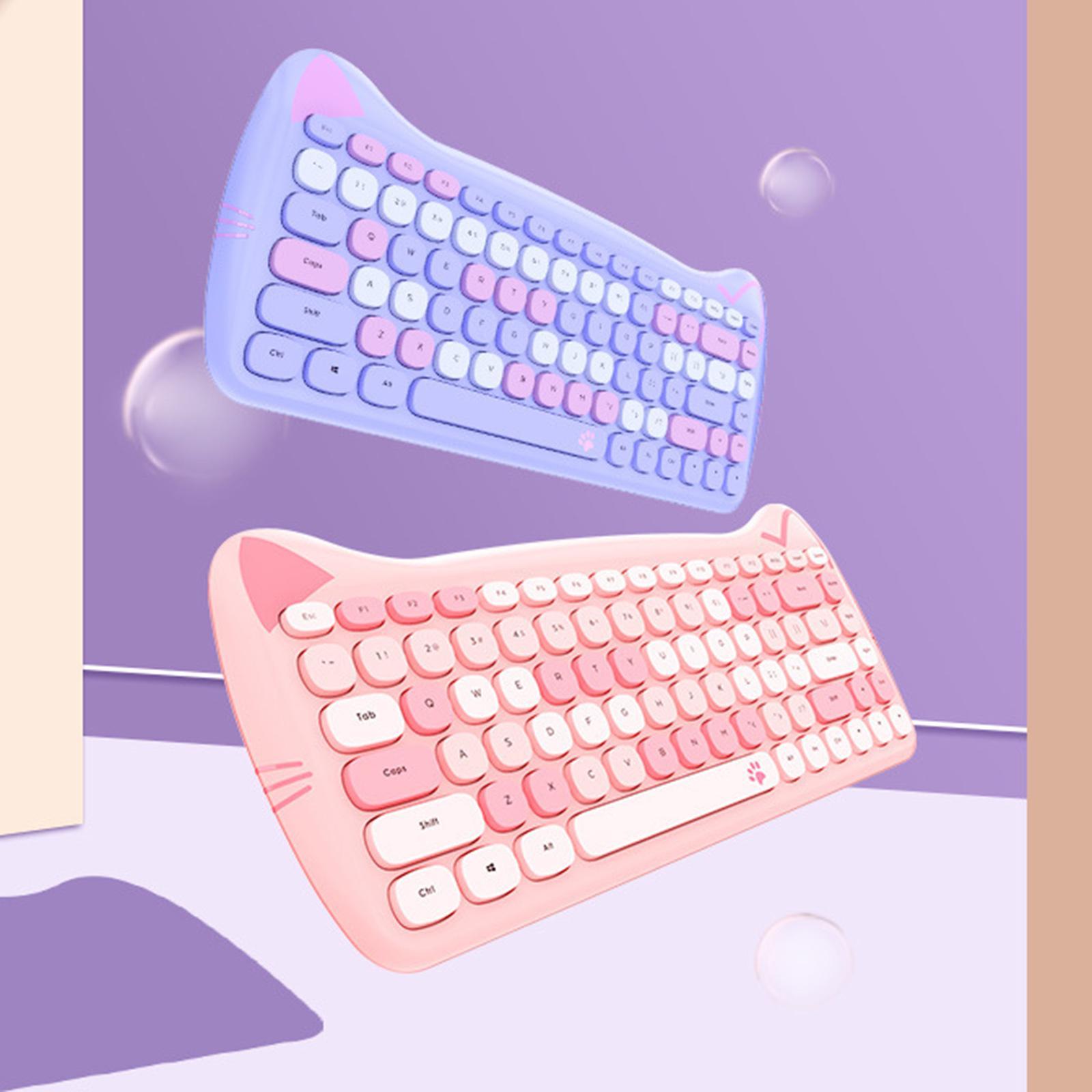 Mini Wireless Keyboard Mouse Set Round Key Multi-Colour Cute Lovely for Girls