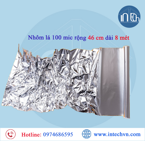 Màng nhôm Aluminum Foil 100 Micron (Giấy nhôm rộng 460mm dày 0.1mm dài 8m)