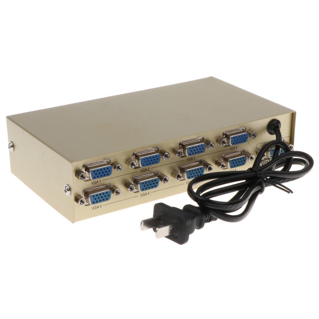 1-In-8-Out VGA Monitor Sharing Splitter Adapter For LCD PC TV Monitor