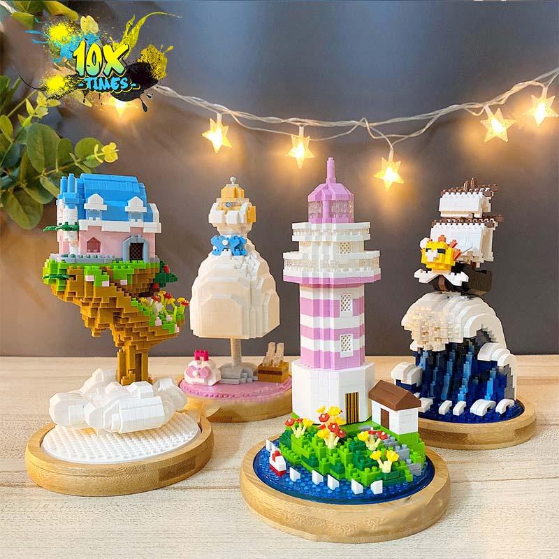 Đồ chơi lego 3D thuyền sunny one piece cung điện cổ tích, quà tặng bạn gái bạn trai, sinh nhật (lồng kính, đèn led