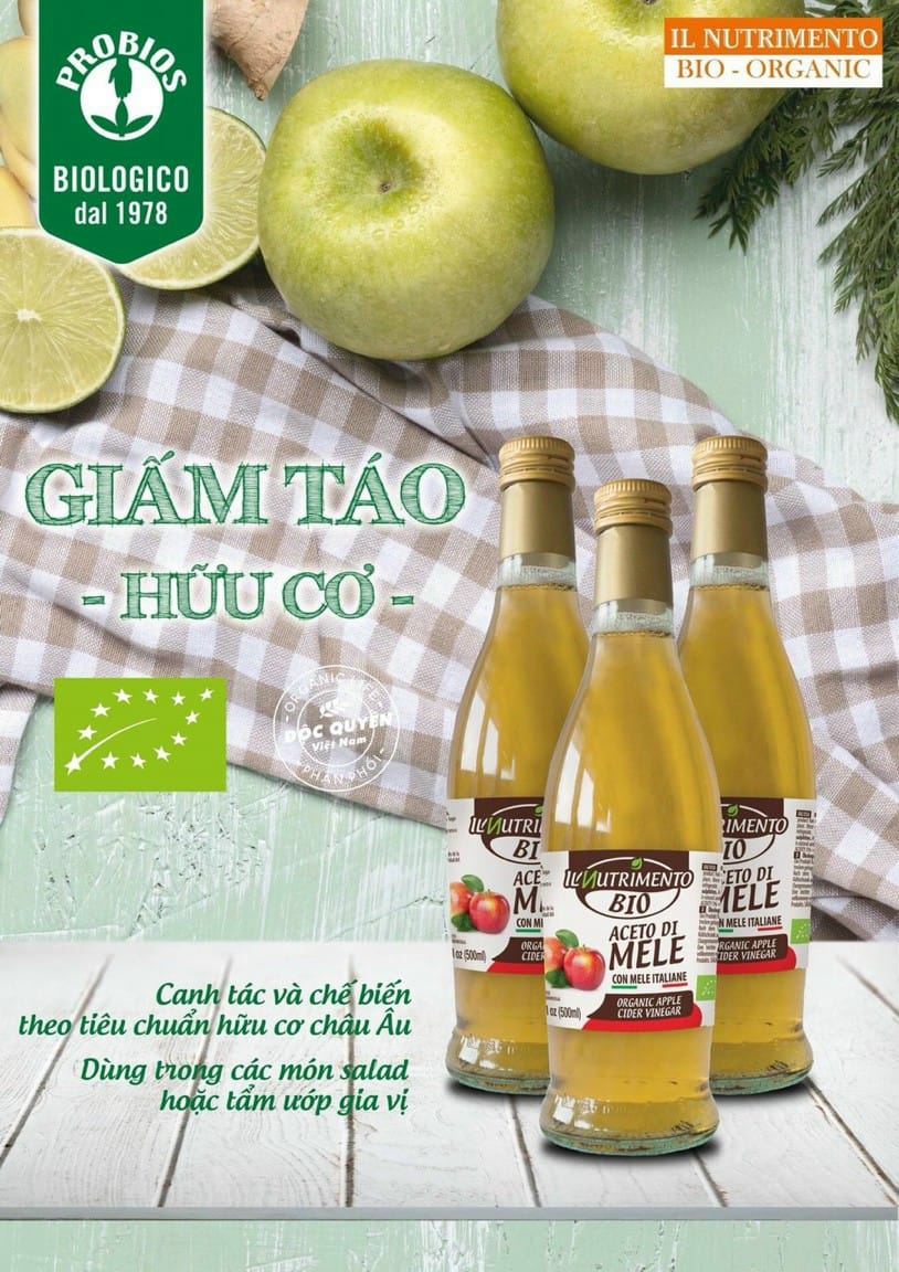 Giấm táo hữu cơ 500ml IL Nutrimento Organic Apple Cider Vinegar