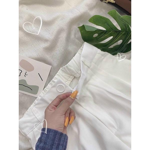 Quần Ống Suông Culottes Ulzang Dáng Dài - Quần ống Rộng Nữ Thiết Kế Cạp Cao Lưng Chun Chất Liệu Lụa Cát Hàn Cực Mềm Mịn