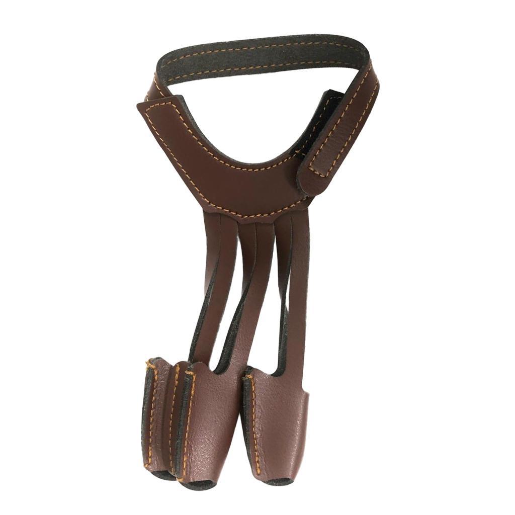 Leather 3 Finger Archery Glove Outdoor Hunting Finger Tab Guard Protector Archery Accessories