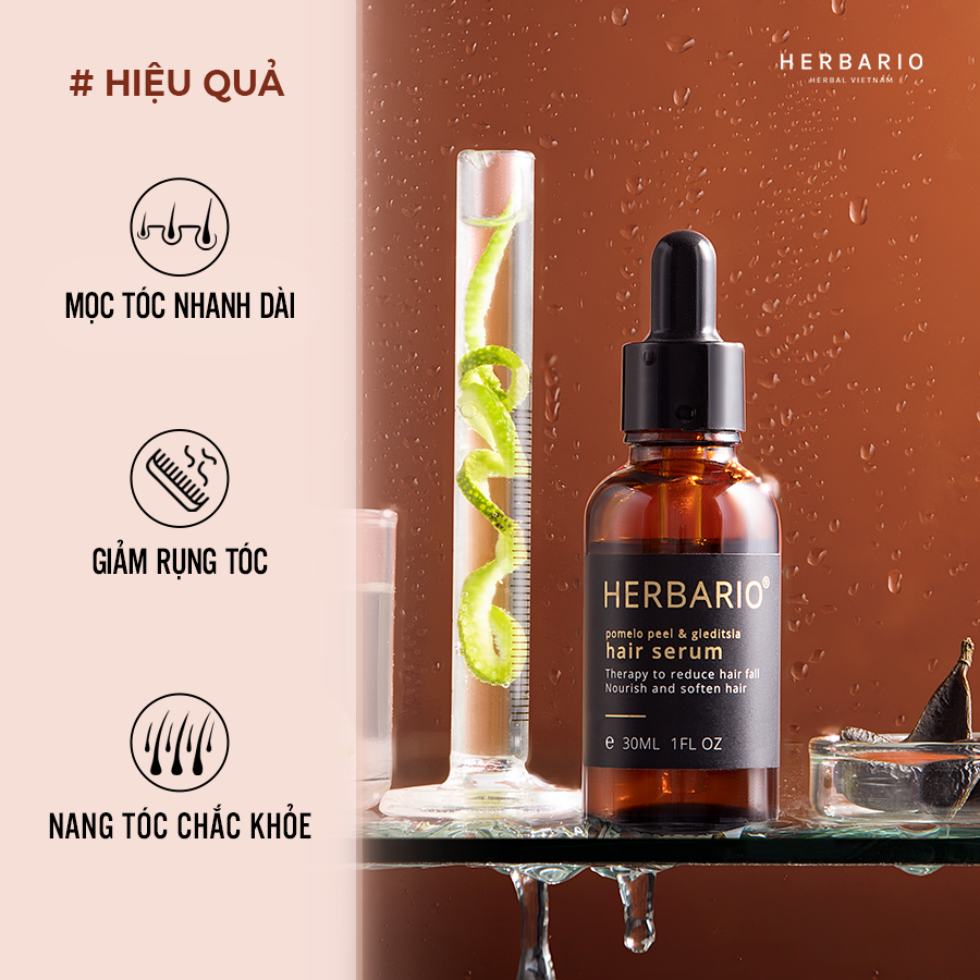 Serum mọc tóc vỏ bưởi &amp; bồ kết Herbario 30ml pomelo giúp tóc mọc nhanh giảm rụng tóc thuần chay