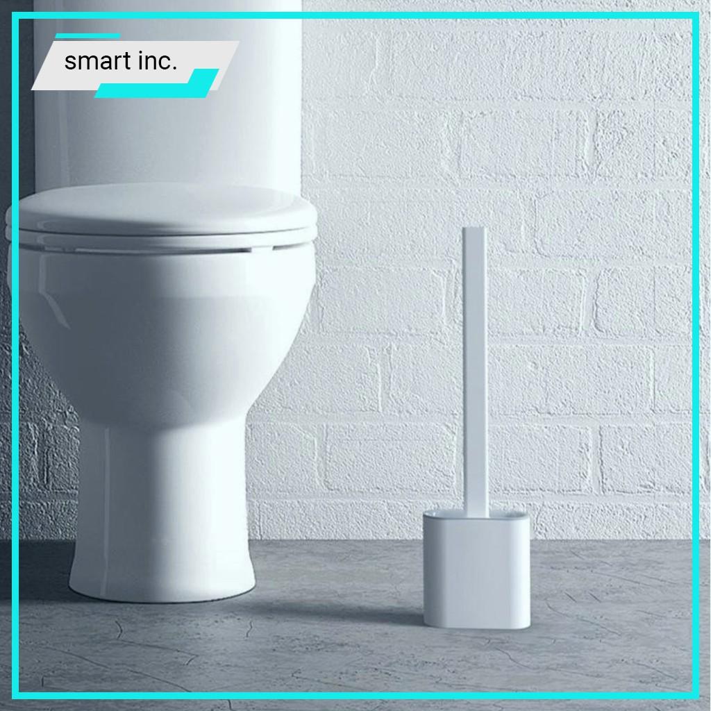 Chổi Cọ Tẩy Rửa Bồn Cầu Nhà Tắm Kèm Hộp Đựng Gắn Dán Tường Bàn Chải Silicon Chà Rửa Toilet Nhà Vệ Sinh