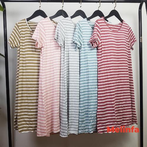 Váy đầm ngủ ngắn tay có đệm ngực vải Modal mềm mại thoáng mát mặc nhà mùa hè mã VAV0104