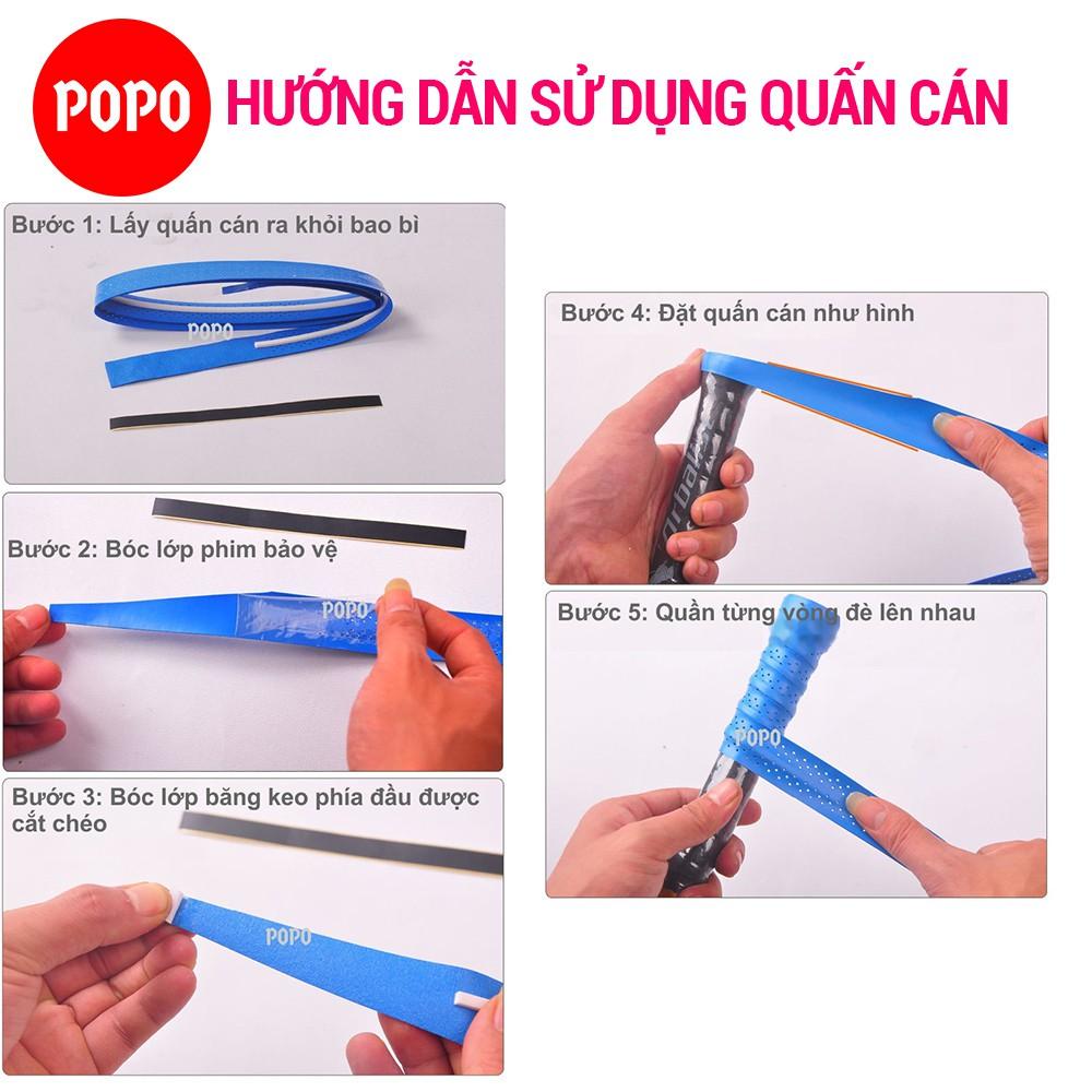 Quấn cán vợt cầu lông POPO GY102 chất liệu cao cấp có lỗ thoáng khí, gân chống trơn, chất liệu mềm mại