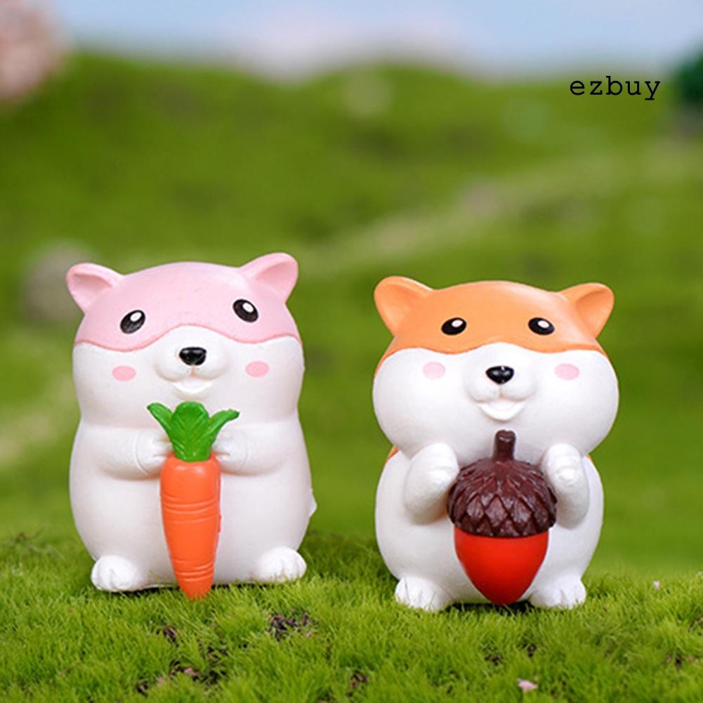 EY-Cute Hamster Eating Carrot Figurine Craft Miniature Bonsai Fairy Garden Decor
