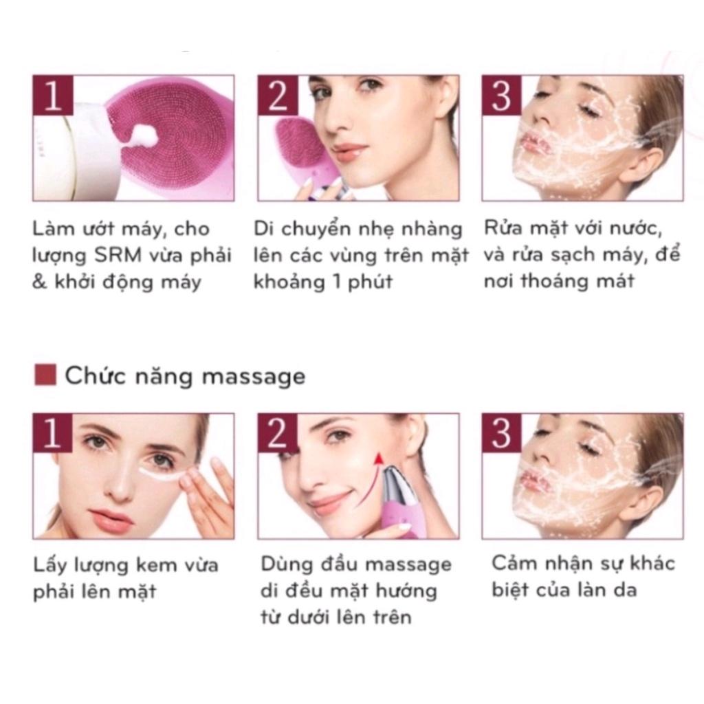 Máy rửa mặt cầm tay, máy massage mặt chăm sóc da mini, đẩy tinh chất mát xa mặt, massage mắt, làm sạch sáng da