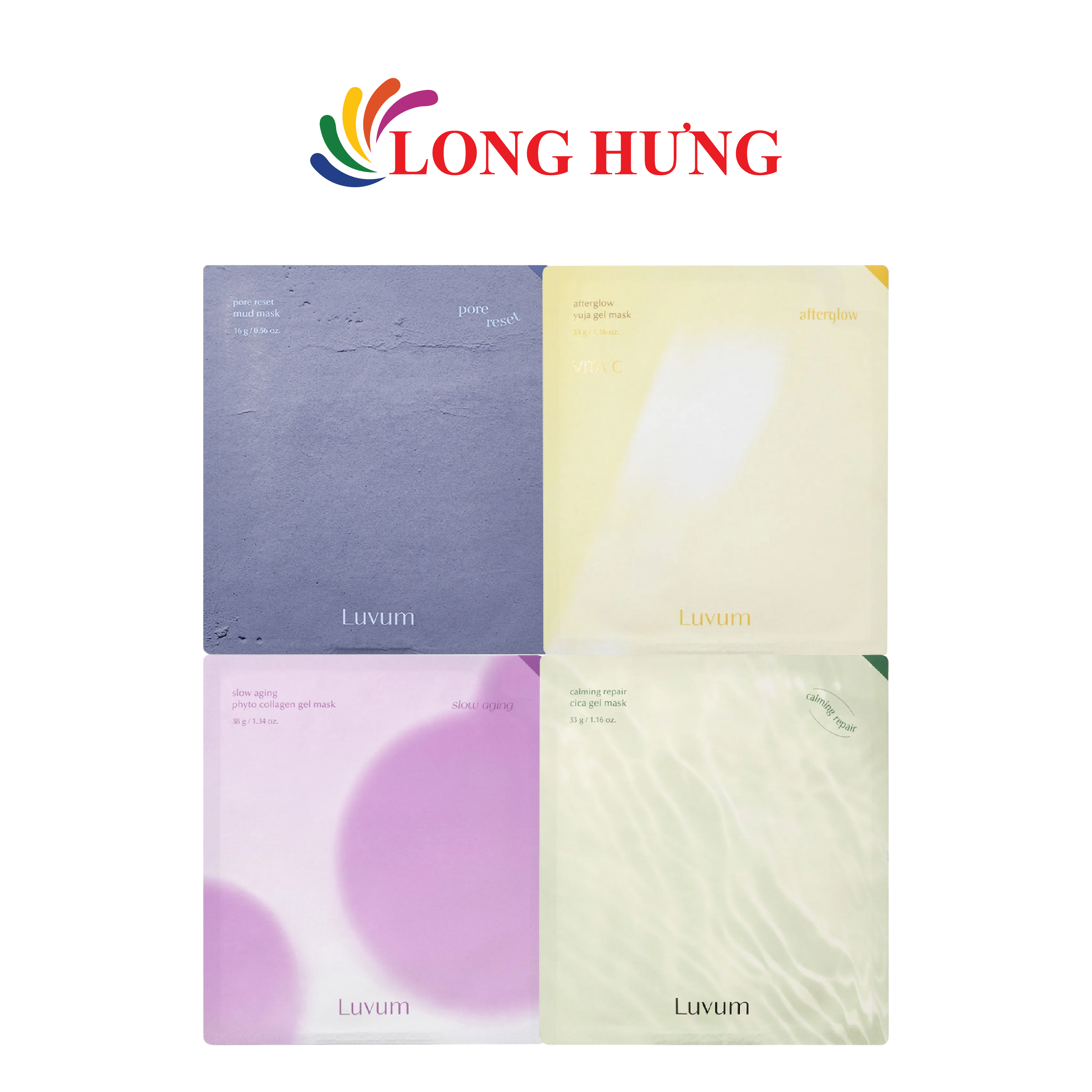 Combo mặt nạ thạch Luvum Calming + Phyto + Afterglow + Pore Reset (4 miếng) - Hàng chính hãng