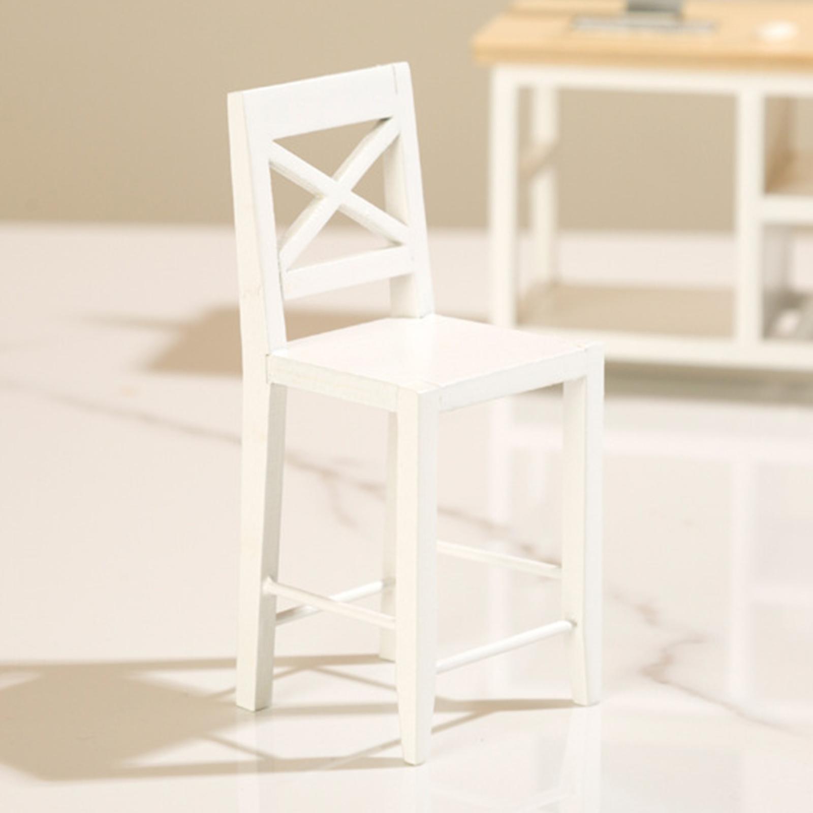 Dollhouse Chair Furniture Model Photo Props Life Scene Accessories 1:12 Chair Model Wooden Miniature Chair for Dinning Room