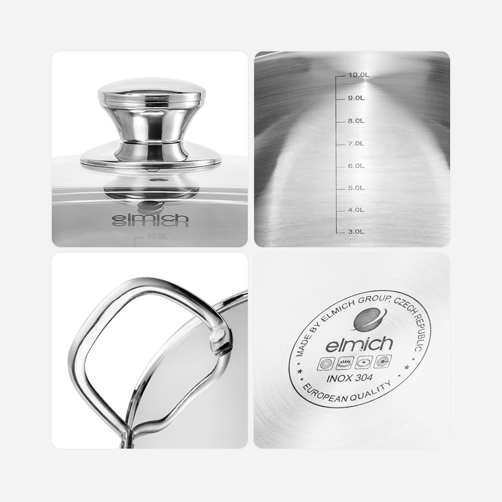 Nồi luộc gà Inox 3 lớp đáy liền Elmich Trimax Classic 28cm 2410OL, Hàng chính hãng, Dùng được mọi loại bếp - JoyMall