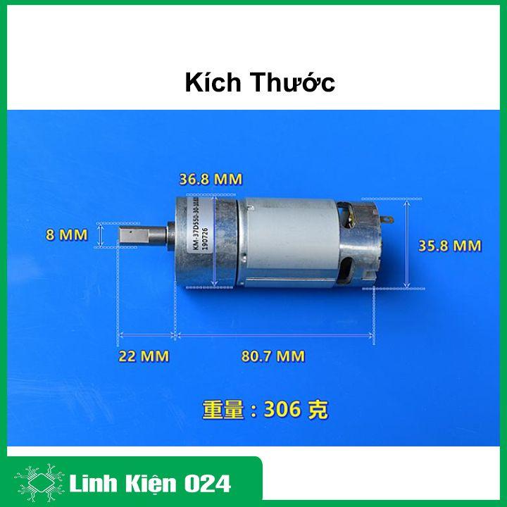 Động cơ giảm tốc ZGB37R-550 điện áp 6-12VDC, tỉ số giảm 1:30