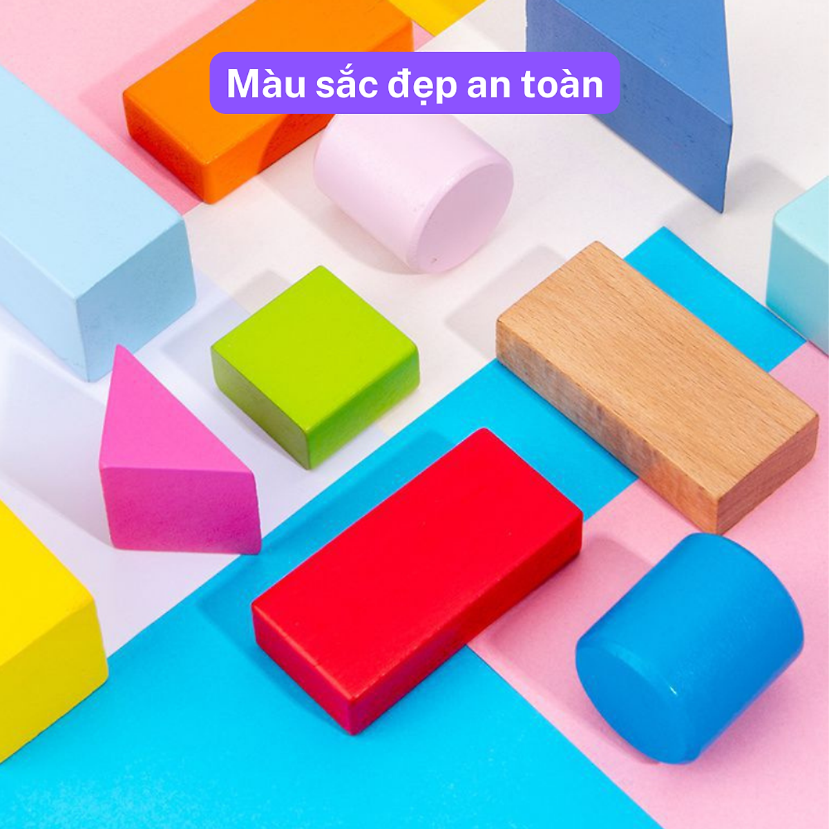 Xếp Hình Gỗ 100 Chi Tiết Hình Khối Montessori 0-5 tuổi Rèn Luyện Tay Mắt Phát Triển Tư Duy Và Vận Động Tinh
