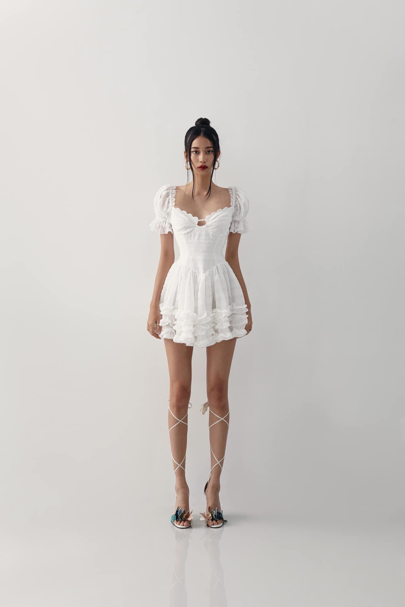 Đầm Dự Tiệc Dáng Xòe Tay Phồng Nhún Bèo Thiết Kế Cao Cấp MARTHA DRESS