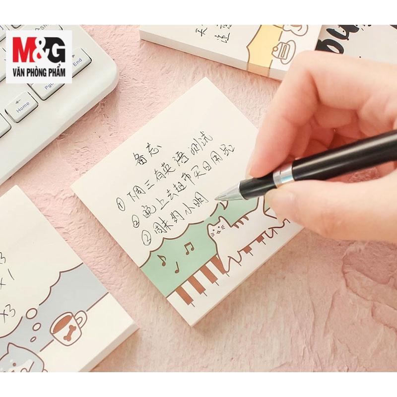 Giấy Ghi Chú M&amp;G YS-256 kích thước 3*4, xấp 80 tờ , giấy màu trắng có in mèo(giao màu ngẫu nhiên)-1 cái