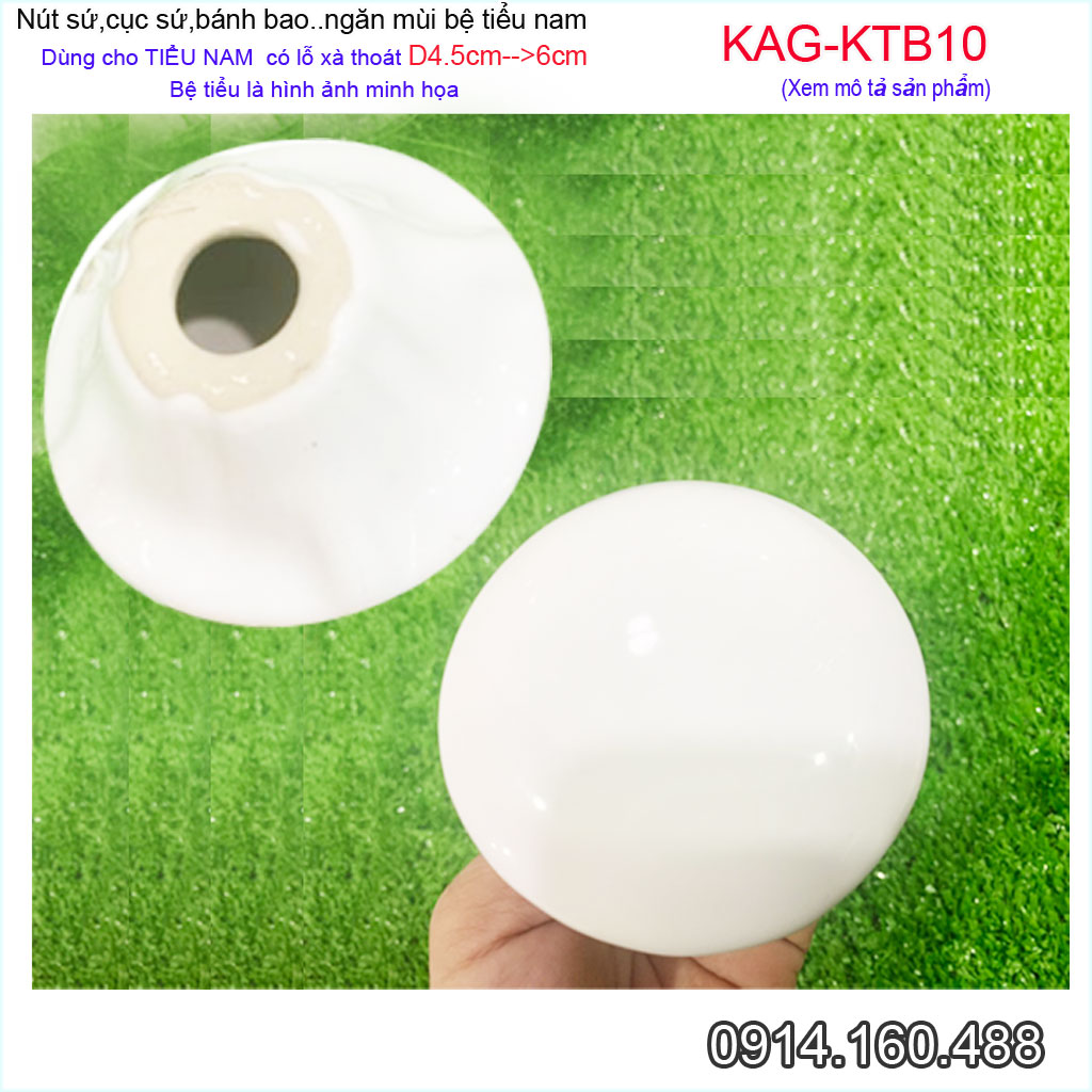 Nắp sứ ngăn mùi chống hôi bồn tiểu nam KAG -KTB10, Nút chặn sứ trắng chống hôi cho bệ tiểu nam lỗ thoát 4.5-6cm-HÀNG Y HÌNH