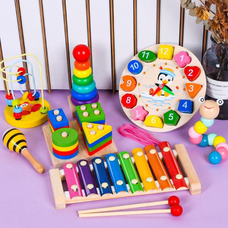 Bộ đồ chơi gỗ Foxi-Đồ chơi trẻ em thông minh-xâu hạt làm toán Montessori sáng tạo-khéo léo-siêu rẻ