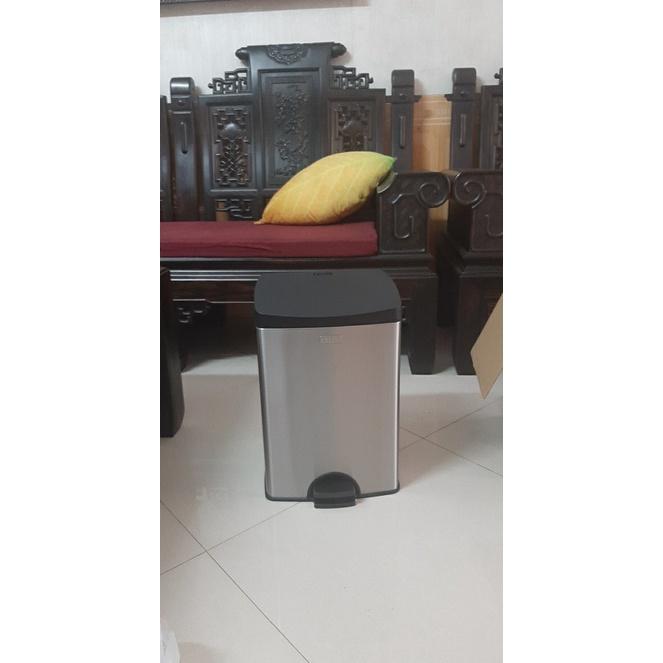 Hùng rác inox đạp chân 15 Lít giảm chấn chống vân tay thùng rác nhà bếp thùng rác inox