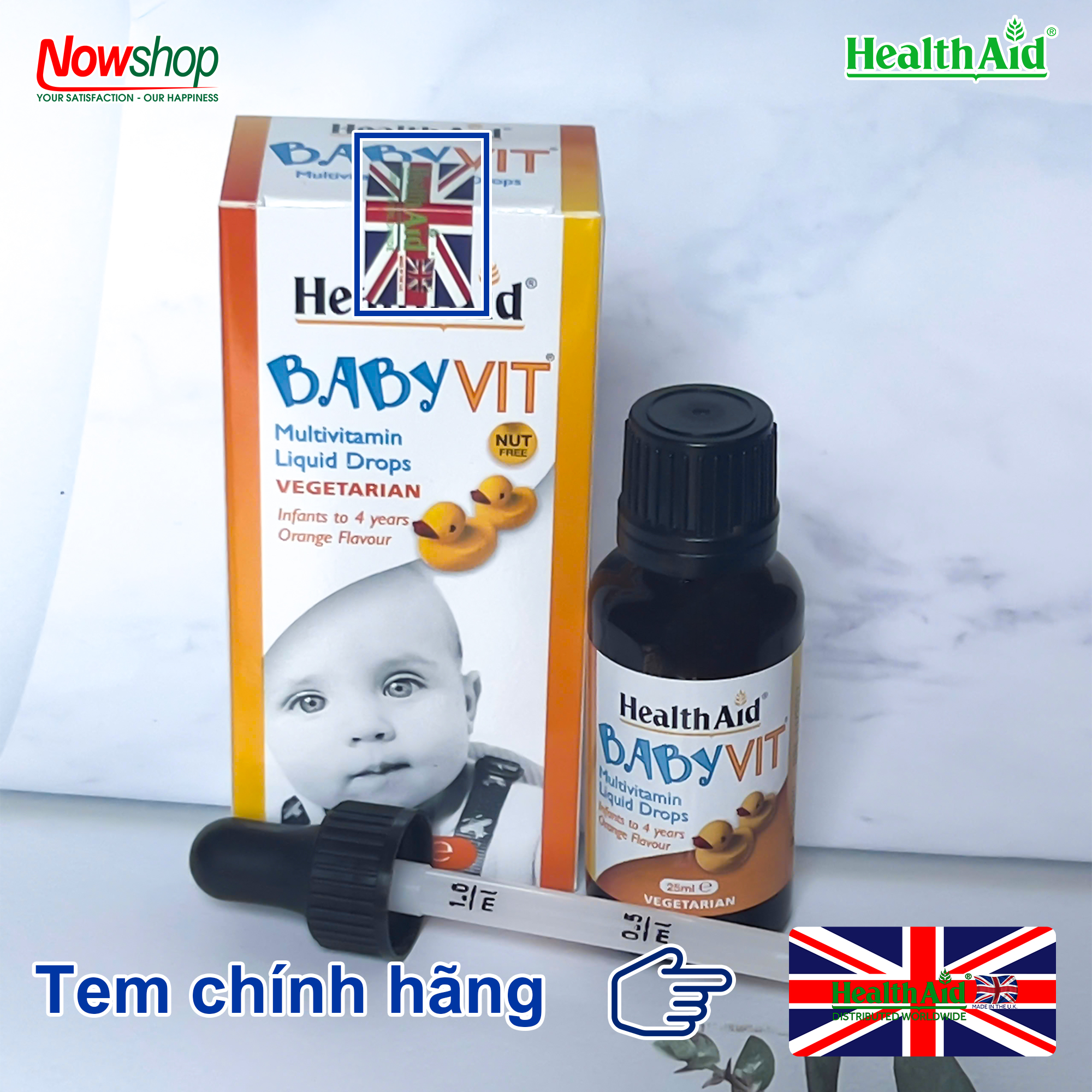 Siro Vitamin Tổng Hợp Nhỏ Giọt Tăng Đề Kháng Cho Bé BabyVit HealthAid UK Trẻ Giảm Ốm Vặt Ăn Ngon Ngủ Tốt Hộp 25ml Nhập Khẩu Chính Hãng